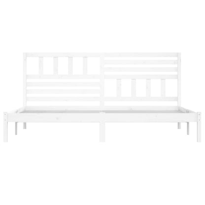 Bed Frame without Mattress White Solid Wood Pine 200x200 cm