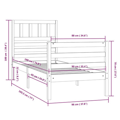 Bed Frame without Mattress 90x190 cm Single Single Solid Wood