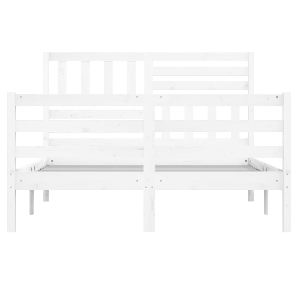 Bed Frame without Mattress White Solid Wood 140x190 cm