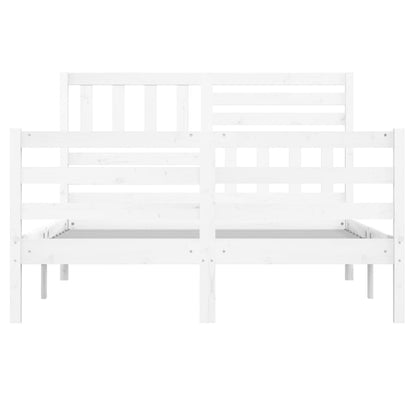 Bed Frame without Mattress White Solid Wood 140x190 cm