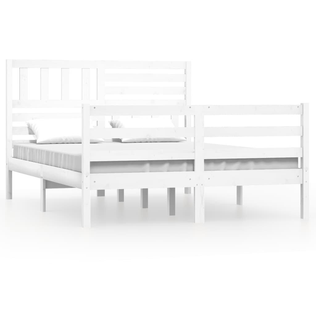 Bed Frame without Mattress White Solid Wood 140x200 cm