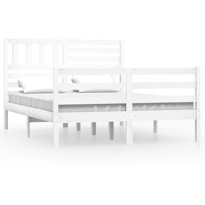 Bed Frame without Mattress White Solid Wood 140x200 cm