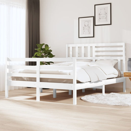 Bed Frame without Mattress White Solid Wood 140x200 cm