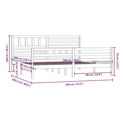 Bed Frame without Mattress 180x200 cm Super King Super King Size Solid Wood