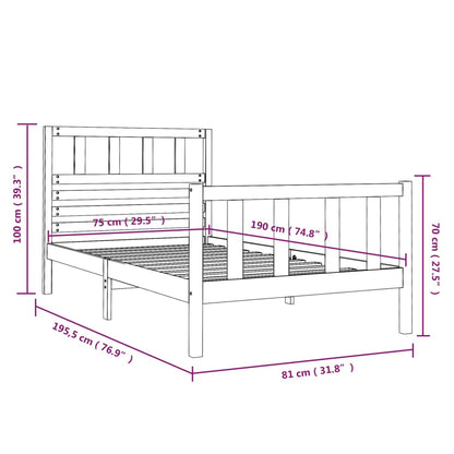 Bed Frame without Mattress Small Single Solid Wood