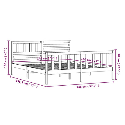 3101133 vidaXL Bed Frame without Mattress Solid Wood 140x190 cm (810062+814144)