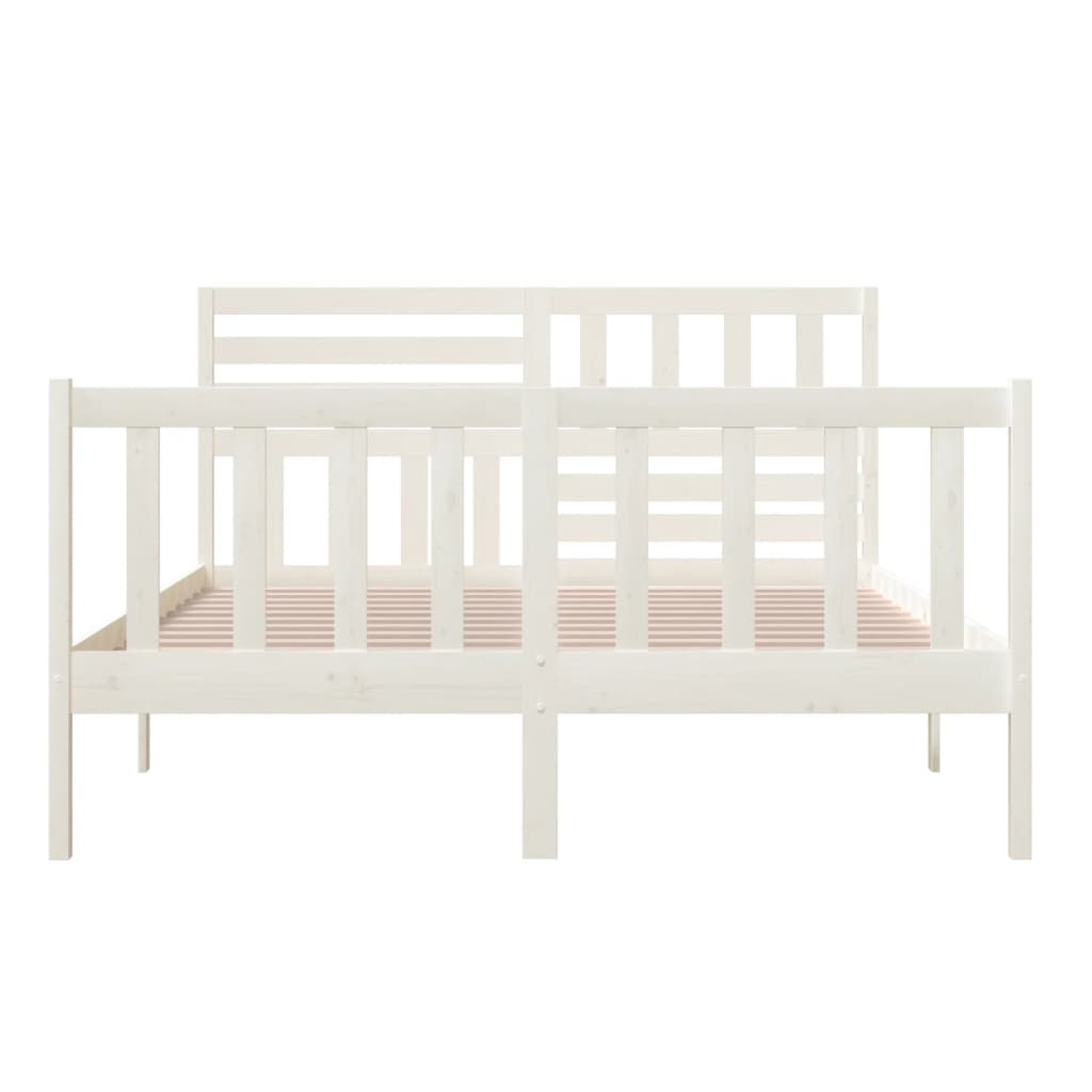 3101164 vidaXL Bed Frame without Mattress White Solid Wood 160x200 cm (810093+814155)
