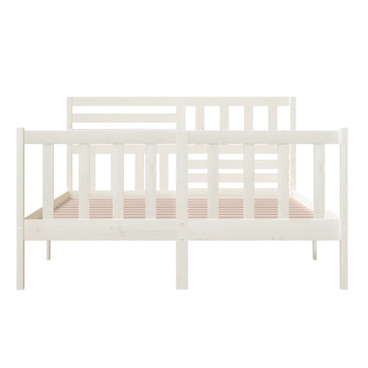 3101164 vidaXL Bed Frame without Mattress White Solid Wood 160x200 cm (810093+814155)