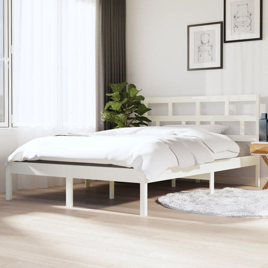 Bed Frame without Mattress White Small Double Solid Wood