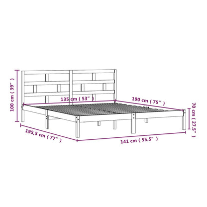 Bed Frame without Mattress Double Solid Wood