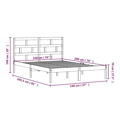 3101218 vidaXL Bed Frame without Mattress Solid Wood 140x200 cm (810017+814194)