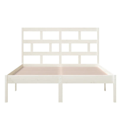 Bed Frame without Mattress White King Size Solid Wood
