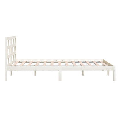 Bed Frame without Mattress White King Size Solid Wood