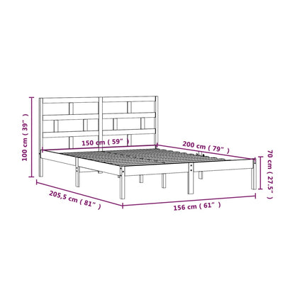 Bed Frame without Mattress White King Size Solid Wood