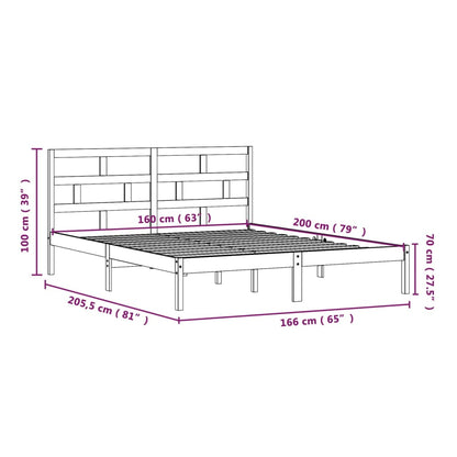 3101229 vidaXL Bed Frame without Mattress White Solid Wood 160x200 cm (810028+814205)