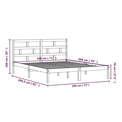Bed Frame without Mattress White Super King Solid Wood