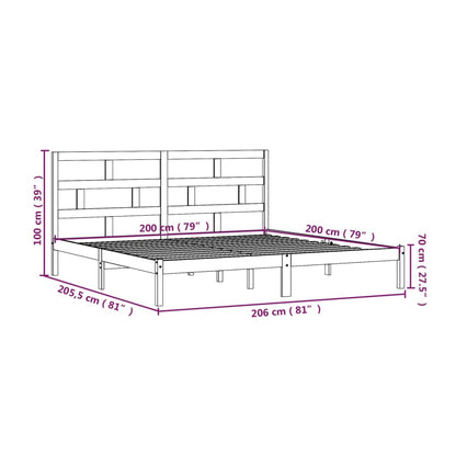 3101239 vidaXL Bed Frame without Mattress White Solid Wood Pine 200x200 cm (810038+814215)