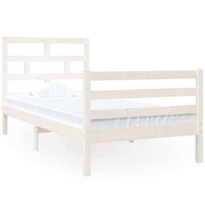 Bed Frame without Mattress White 90x190 cm Single Single Solid Wood
