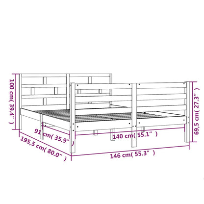 3101263 vidaXL Bed Frame without Mattress Solid Wood 140x190 cm (810410+814194)