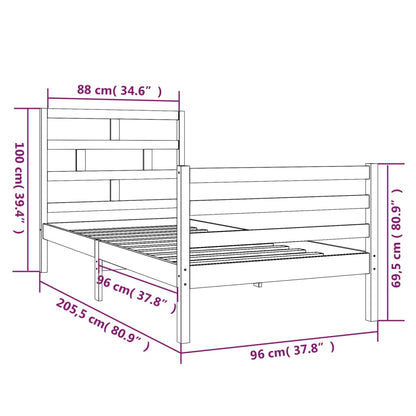 3101269 vidaXL Bed Frame without Mattress White Solid Wood 90x200 cm (810416+814175)