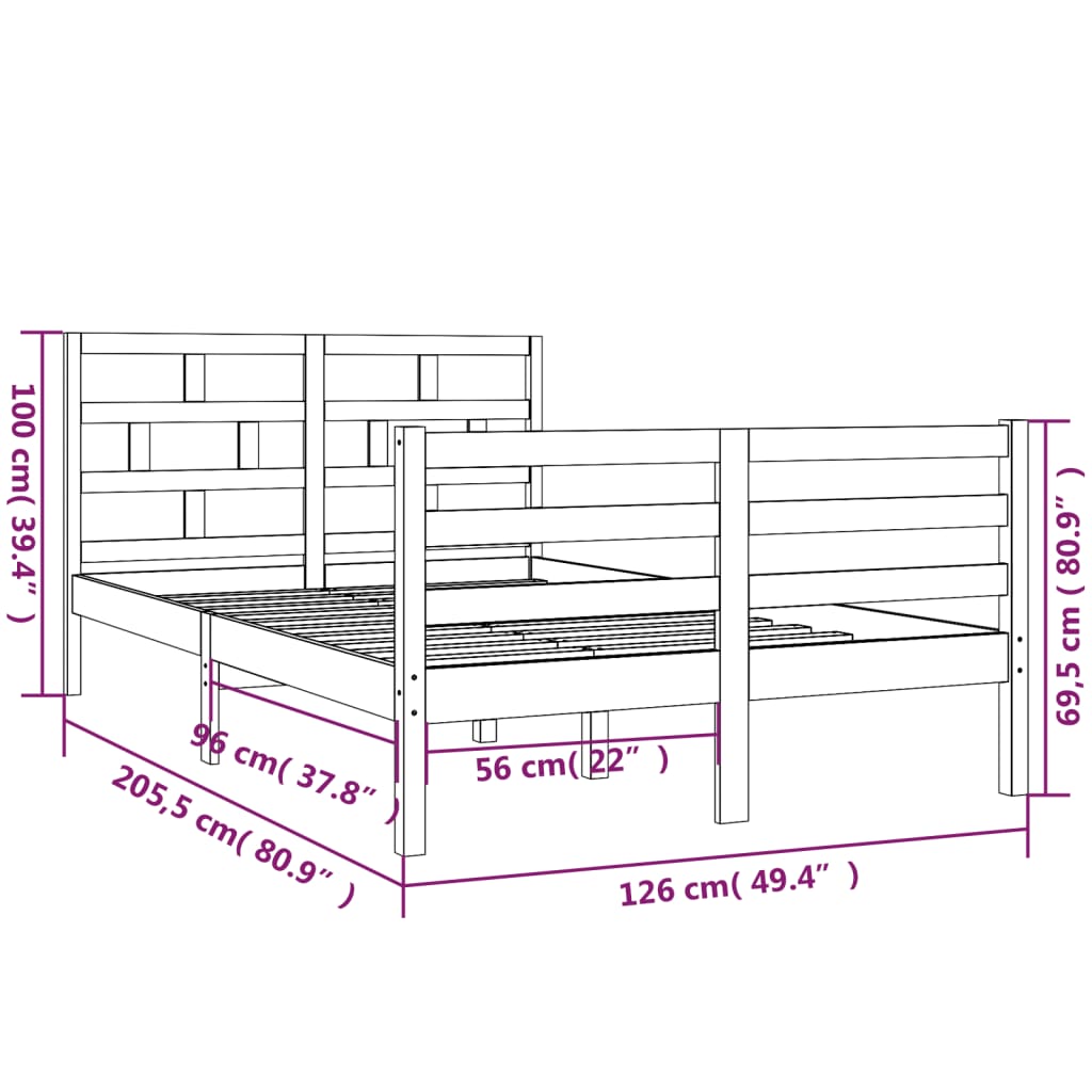 3101279 vidaXL Bed Frame without Mattress White Solid Wood 120x200 cm (810426+814185)