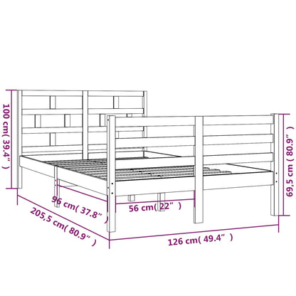3101279 vidaXL Bed Frame without Mattress White Solid Wood 120x200 cm (810426+814185)