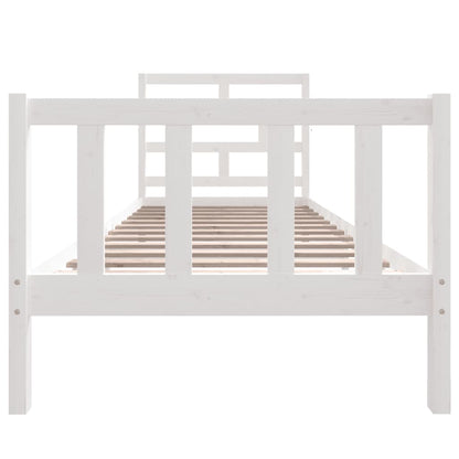 Bed Frame without Mattress White Solid Wood Pine Single