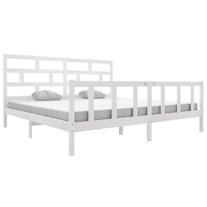 3101369 vidaXL Bed Frame without Mattress White Solid Wood 200x200 cm (810103+814215)