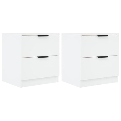 Bedside Cabinets 2 pcs White Engineered Wood