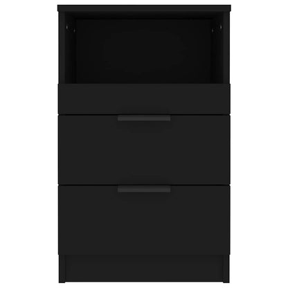 Bedside Cabinet Black Engineered Wood