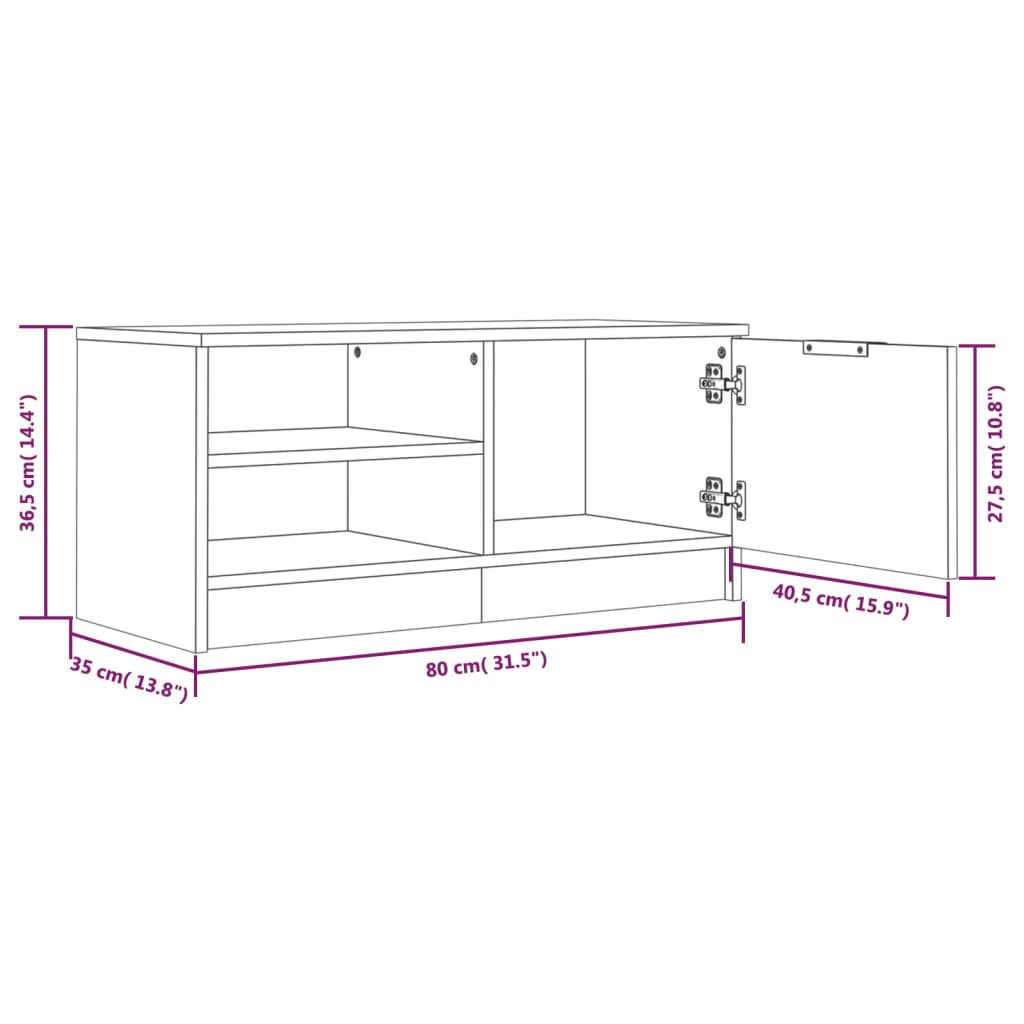 TV Cabinets 2 pcs Sonoma Oak 80x35x36.5 cm Engineered Wood