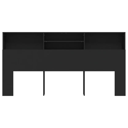 Headboard Cabinet Black 200x19x103.5 cm