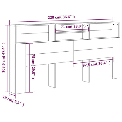 Headboard Cabinet Sonoma Oak 220x19x103.5 cm