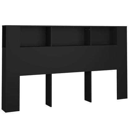 Headboard Cabinet Black 180x18.5x104.5 cm