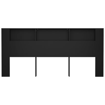 Headboard Cabinet Black 220x18.5x104.5 cm