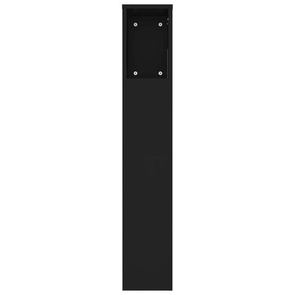 Headboard Cabinet Black 220x18.5x104.5 cm