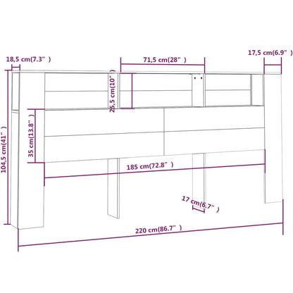 Headboard Cabinet Black 220x18.5x104.5 cm