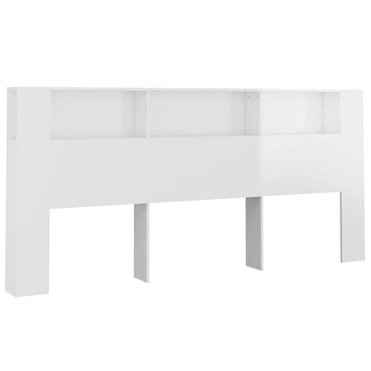 Headboard Cabinet High Gloss White 220x18.5x104.5 cm