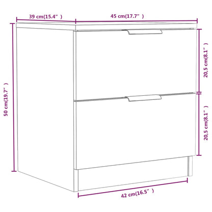 Bedside Cabinets 2 pcs Brown Oak Engineered Wood