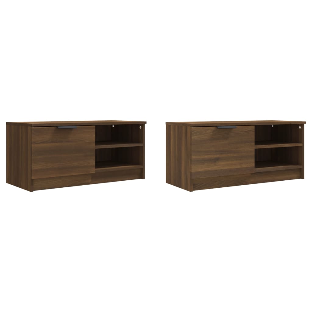 TV Cabinets 2 pcs Brown Oak 80x35x36.5 cm Engineered Wood