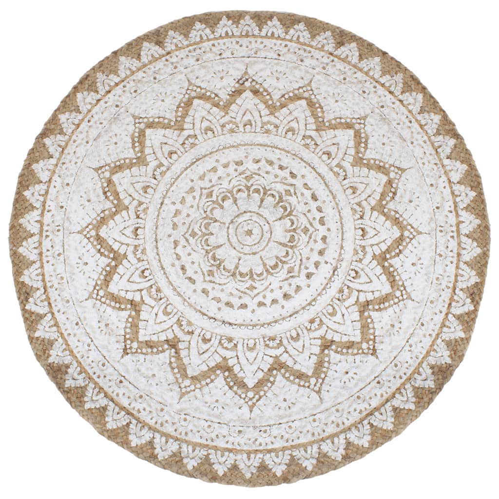 Area Rug Braided Jute Printed 210 cm Round
