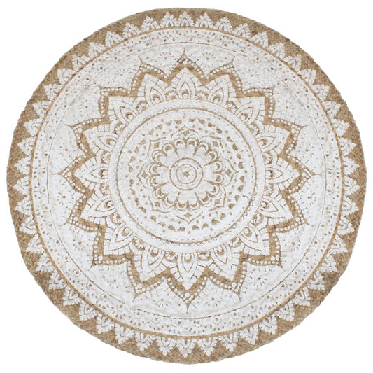 Area Rug Braided Jute Printed 210 cm Round