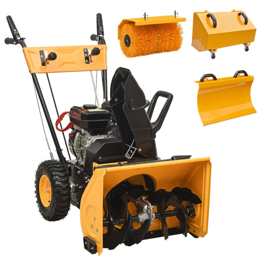 Petrol-powered 4-in-1 Snow Thrower and Sweeper Set 6.5HP
