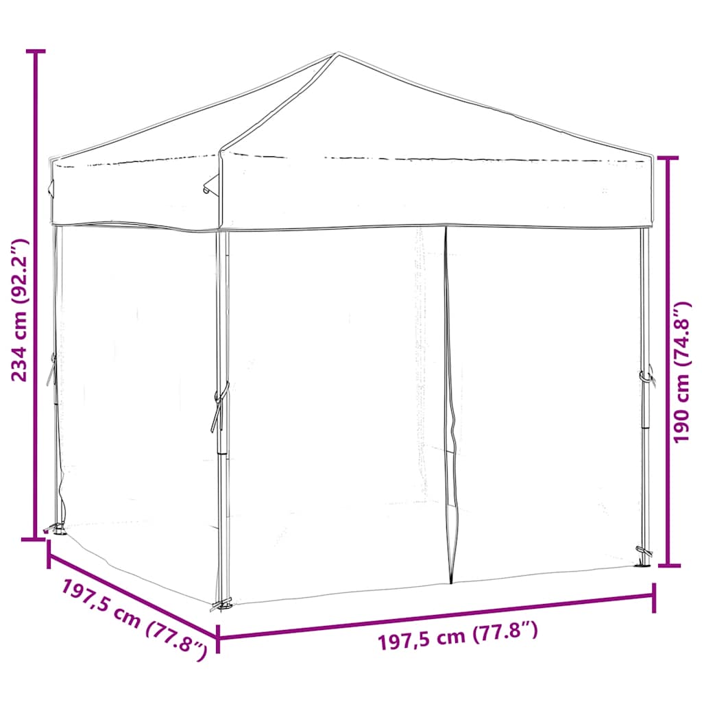 Folding Party Tent with Sidewalls Red 2x2 m