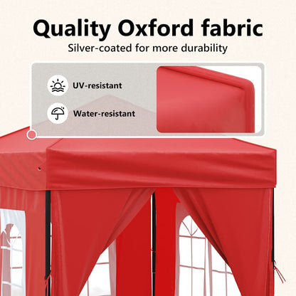 Folding Party Tent with Sidewalls Red 2x2 m