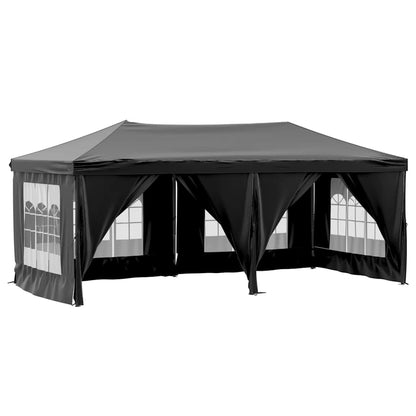 Folding Party Tent with Sidewalls Black 3x6 m