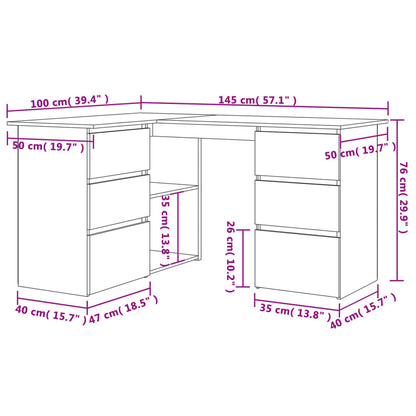 Corner Desk Smoked Oak 145x100x76 cm Engineered Wood