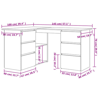 Corner Desk Brown Oak 145x100x76 cm Engineered Wood