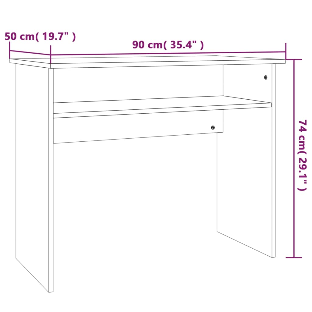 Desk Grey Sonoma 90x50x74 cm Engineered Wood