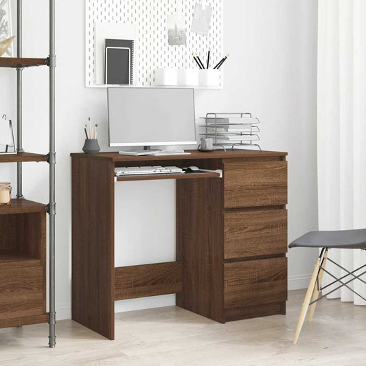 Desk Brown Oak 90x45x76 cm Engineered Wood